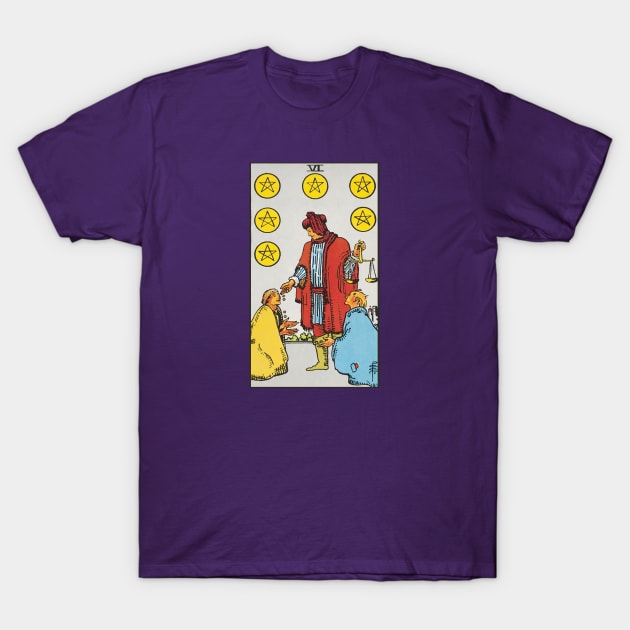 Six of pentacles tarot card T-Shirt by Nate's World of Tees